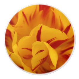 Pomo De Cerámica Elegantes Tulipanes Monsella Rojas y Dorados Flora