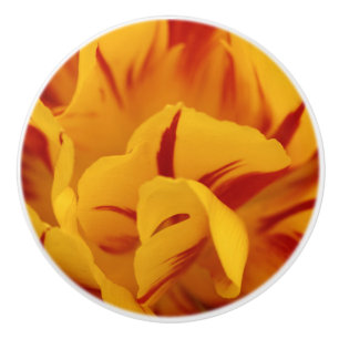 Pomo De Cerámica Elegantes Tulipanes Monsella Rojas y Dorados Flora