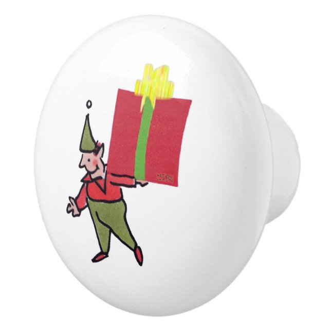 Pomo De Cerámica Elf With Red Box white ceramic knob (Derecha)