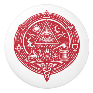 Pomo De Cerámica emblema de alquimia