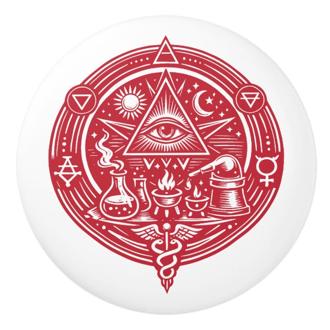 Pomo De Cerámica emblema de alquimia (Anverso)