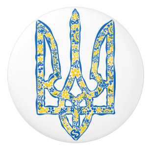 Pomo De Cerámica Emblema nacional ucraniano trident tryzub