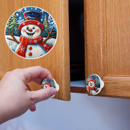 Pomo De Cerámica Emocionantes Navidades de Snowman