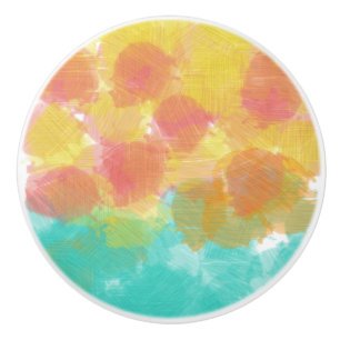 Pomo De Cerámica Encanto de color turquesa rosa amarillo