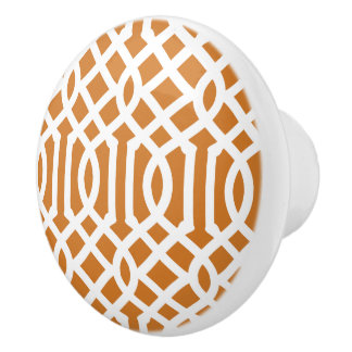 Pomo De Cerámica Enrejado de Naranja Quemada