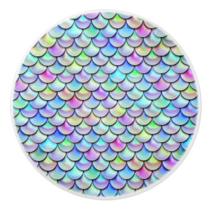 Pomo De Cerámica Escala de la sirena de burbuja arco iris
