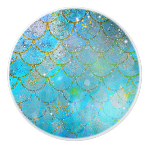 Pomo De Cerámica Escalas de Sirena Brillantes Perla Iridescente Pre