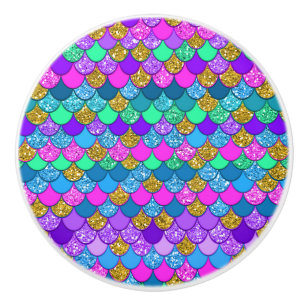 Pomo De Cerámica Escamas de Sirena Multicolores Brillantes