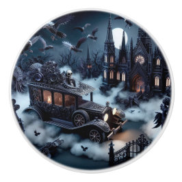 Pomo De Cerámica Escena Funeral Gótica