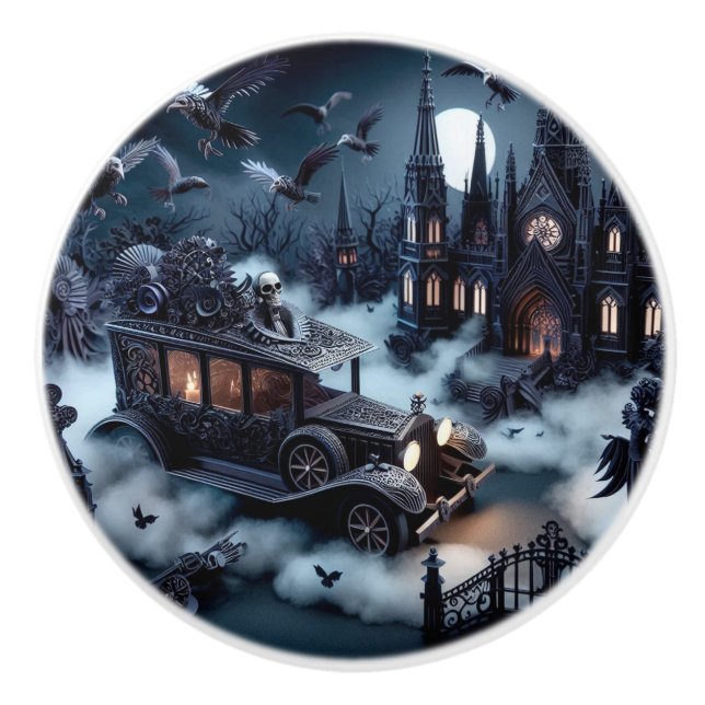 Pomo De Cerámica Escena Funeral Gótica (Anverso)