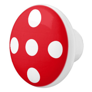 Pomo De Cerámica Escoba roja y blanca con decoración de habitación 