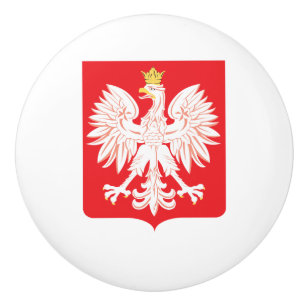 Pomo De Cerámica Escudo polaco del rojo de Eagle