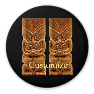 Pomo De Cerámica Escultura de Tiki de oro Thunder_Cove 