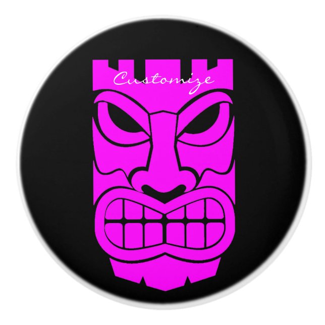 Pomo De Cerámica Escultura rosa de Tiki Thunder_Cove (Anverso)