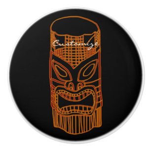 Pomo De Cerámica Escultura Tiki de oro Thunder_Cove