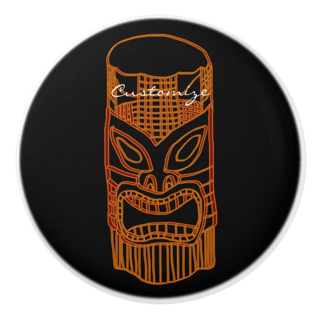 Pomo De Cerámica Escultura Tiki de oro Thunder_Cove (Anverso)