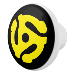 Pomo De Cerámica Espaciador retro FRESCO DJ del amarillo 45 del