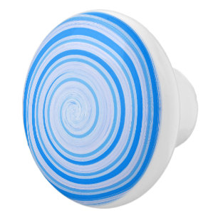 Pomo De Cerámica Espiral blanca y azul