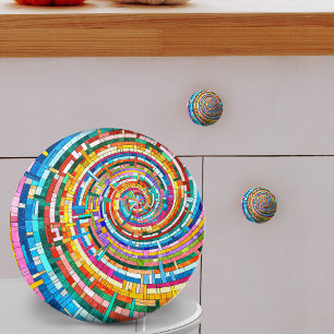 Pomo De Cerámica Espiral de mosaico colorido
