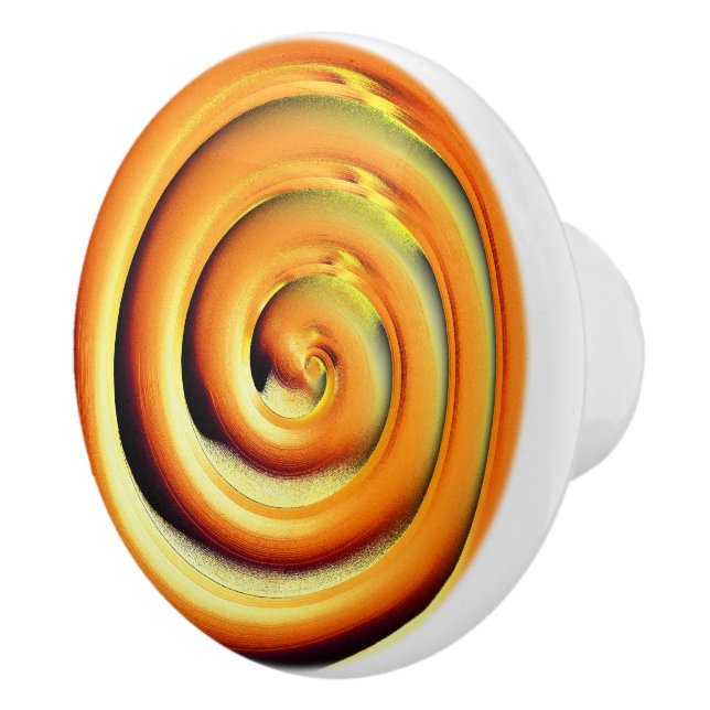 Pomo De Cerámica Espiral naranja brillante gigante sobre negro (Derecha)