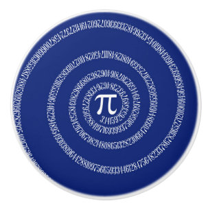 Pomo De Cerámica Espiral para números de Pi en decoración azul de l