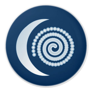 Pomo De Cerámica Espiral plateada en azul marino