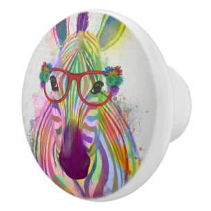 Pomo De Cerámica Esplandor de arco iris cebra