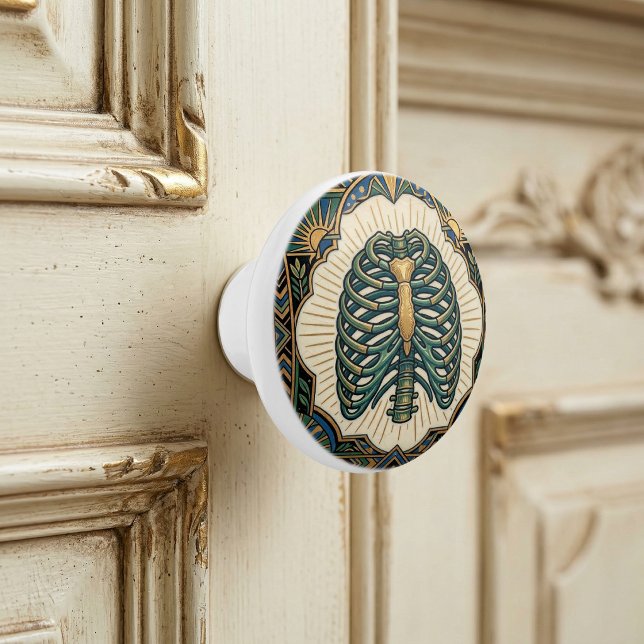 Pomo De Cerámica Esqueleto Anatómico de Costillar Verde Art Deco (Subido por el creador)