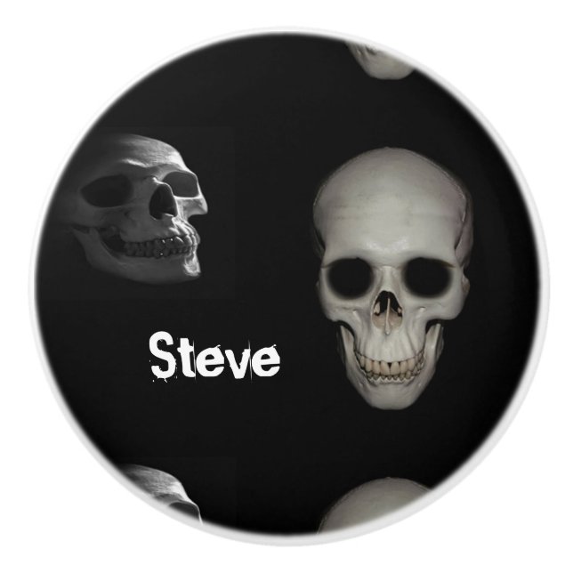 Pomo De Cerámica Esqueleto en el botón de cerámica cercano (Anverso)