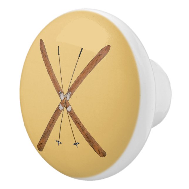 Pomo De Cerámica Esquíes De Campo Y Pollos (Derecha)