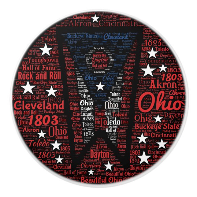 Pomo De Cerámica Estado de Ohio Palabra de arte de la cerámica Knob (Anverso)