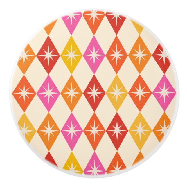 Pomo De Cerámica Estallidos modernos de mediados de siglo sobre dia (Anverso)