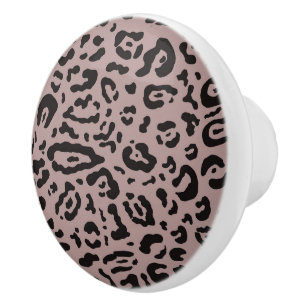 Pomo De Cerámica Estampado Animal de Guepardo Rosa Rubor Malva