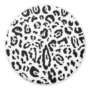Pomo De Cerámica Estampado Animal Leopardo Guepardo Blanco y Negro