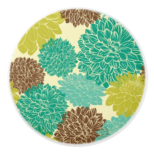 Pomo De Cerámica Estampado de flores 11 (Anverso)