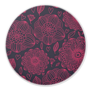 Pomo De Cerámica Estampado de flores 12