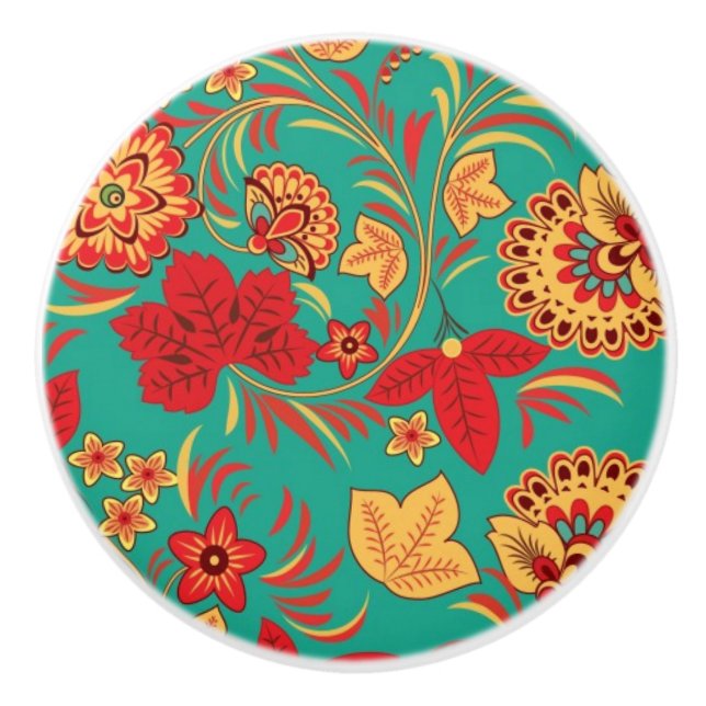 Pomo De Cerámica Estampado de flores 2 (Anverso)