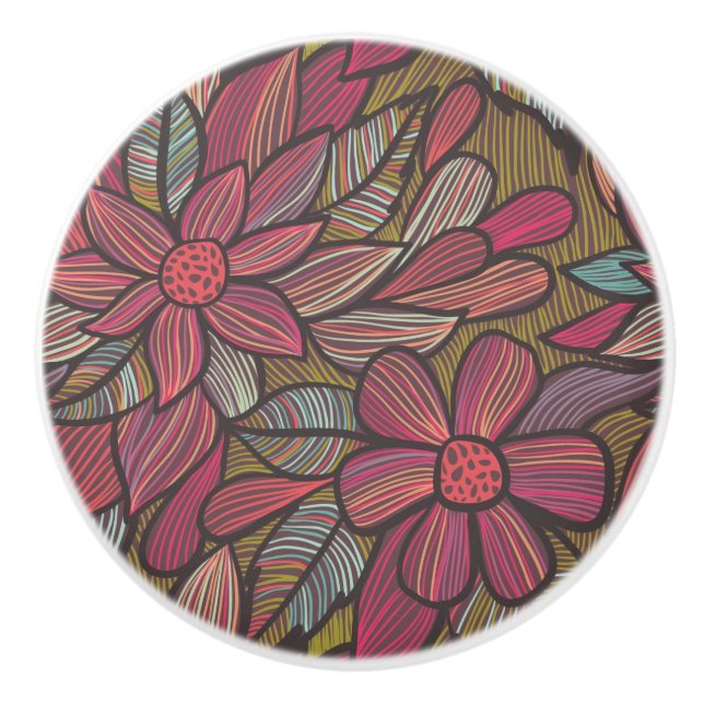 Pomo De Cerámica Estampado de flores 4 2 (Anverso)