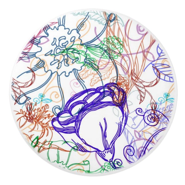 Pomo De Cerámica Estampado de flores 5 (Anverso)