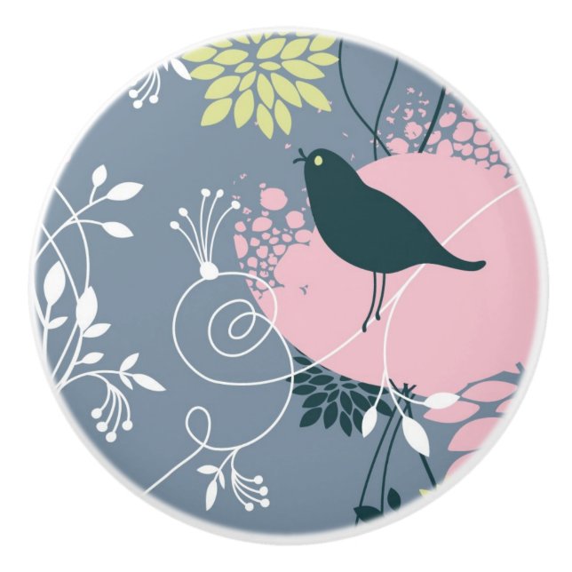 Pomo De Cerámica Estampado de flores 7 (Anverso)