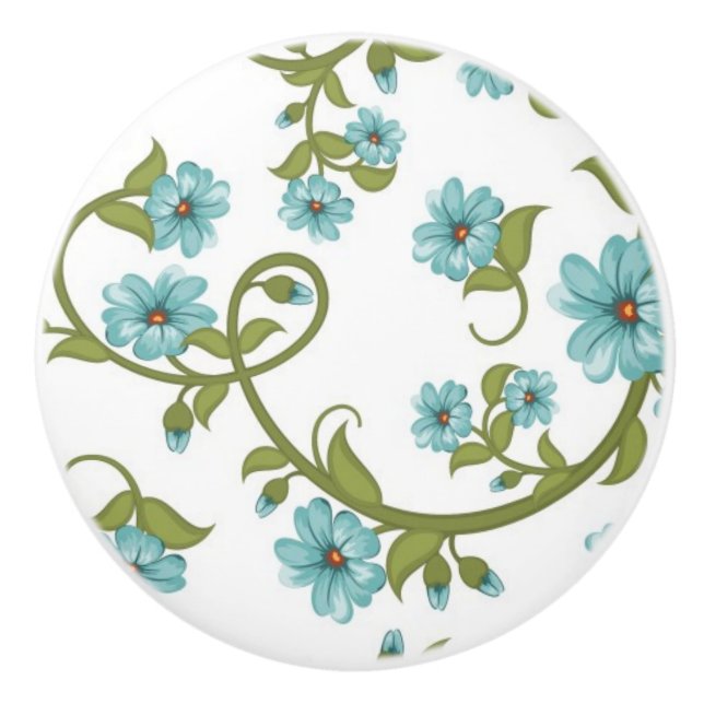 Pomo De Cerámica Estampado de flores 9 (Anverso)