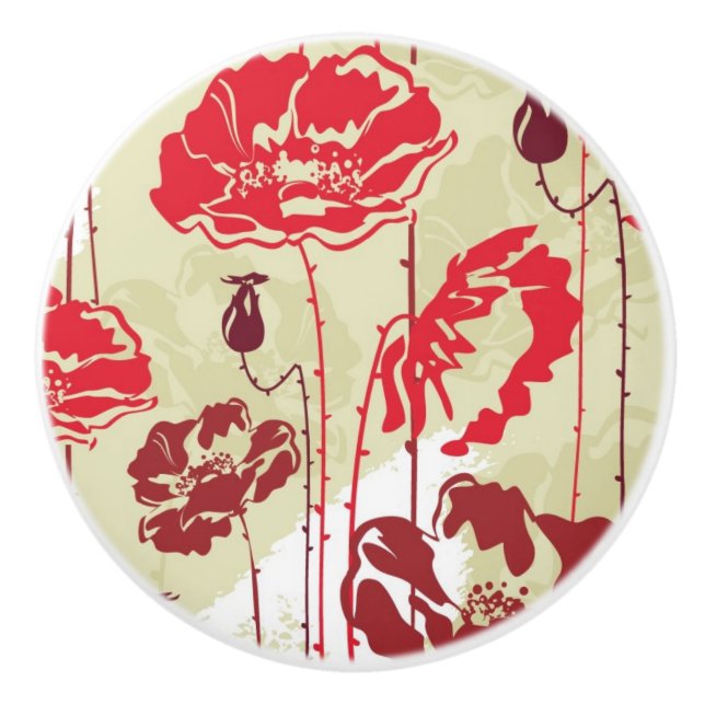 Pomo De Cerámica Estampado de flores abstracto 2 de la elegancia (Anverso)