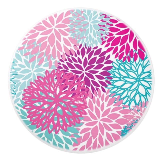 Pomo De Cerámica Estampado de flores brillante 2 (Anverso)