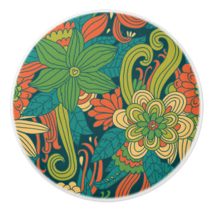 Pomo De Cerámica Estampado de flores del verano