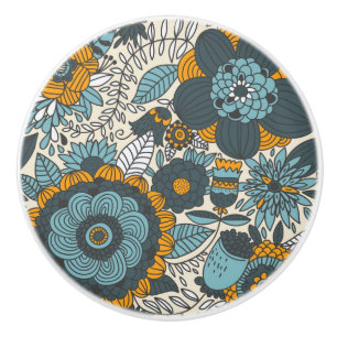 Pomo De Cerámica Estampado de flores del vintage