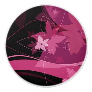 Pomo De Cerámica Estampado de flores magenta