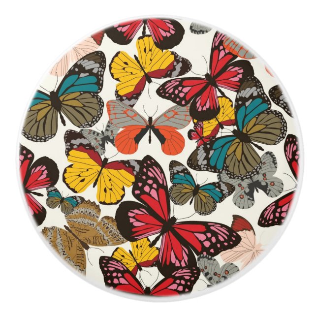 Pomo De Cerámica Estampado de flores retro (Anverso)