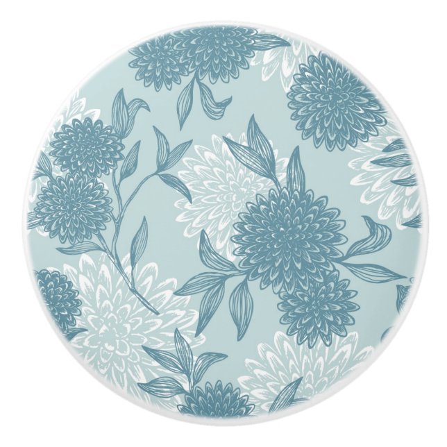 Pomo De Cerámica Estampado de flores retro 2 2 (Anverso)