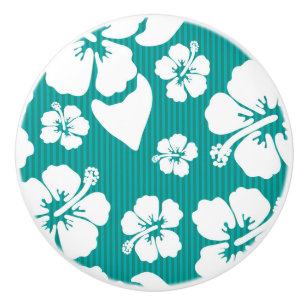 Pomo De Cerámica Estampado de plores hawaiano del hibisco