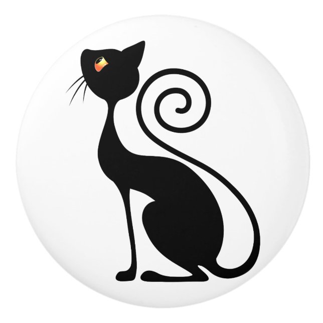 Pomo De Cerámica Estilo de cosecha de gato negro (Anverso)
